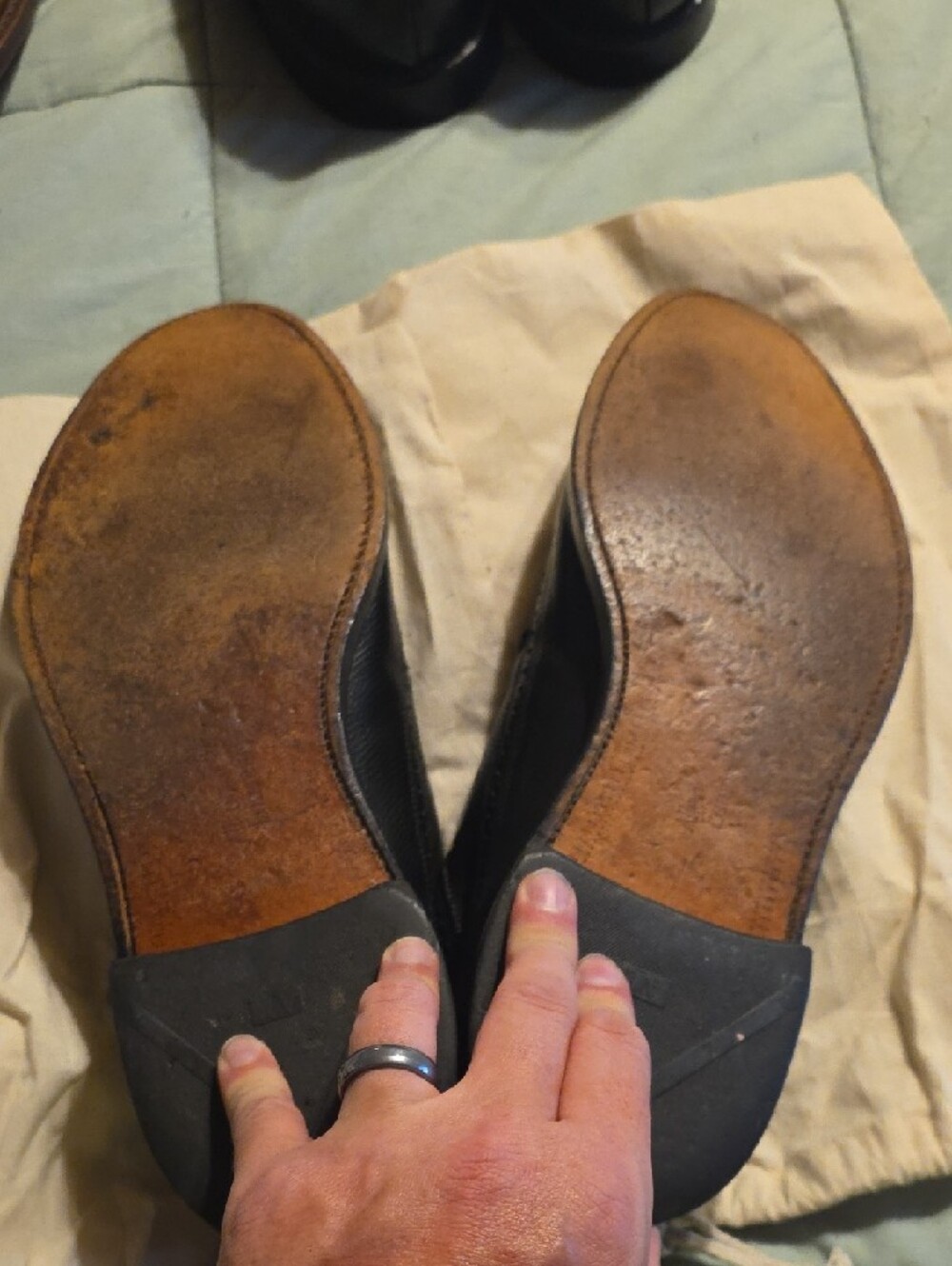 Allen Edmonds Black Leather Wingtip Oxfords - Picture 2 of 7